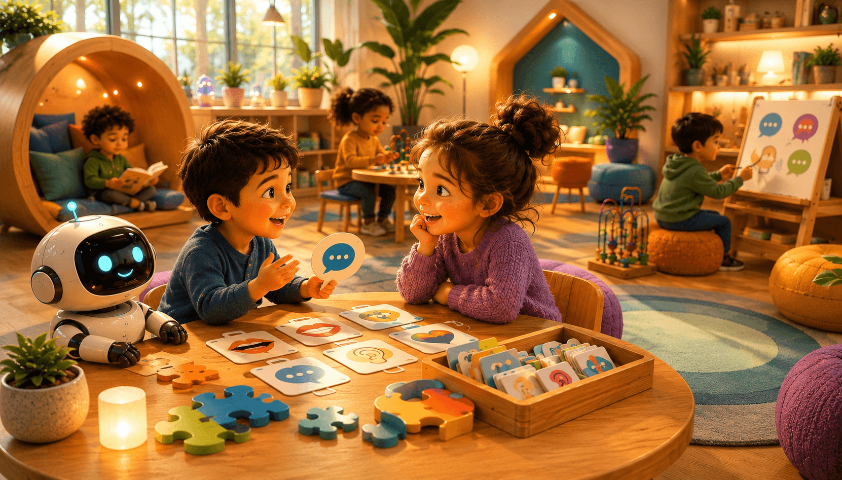 Illustrated pediatric speech therapy experience for GO Therapy